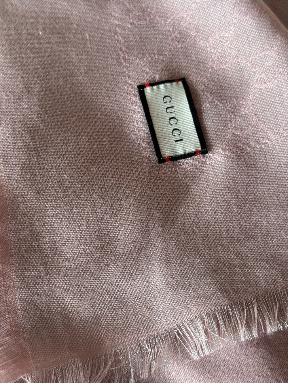 Gucci Light Pink GG Jacquard Shawl Scarf - Picture 11 of 16